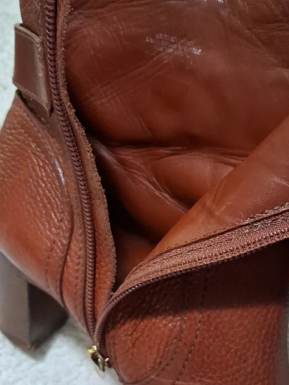 Tory Burch Cognac Leather Ankle Booties with Logo Accent